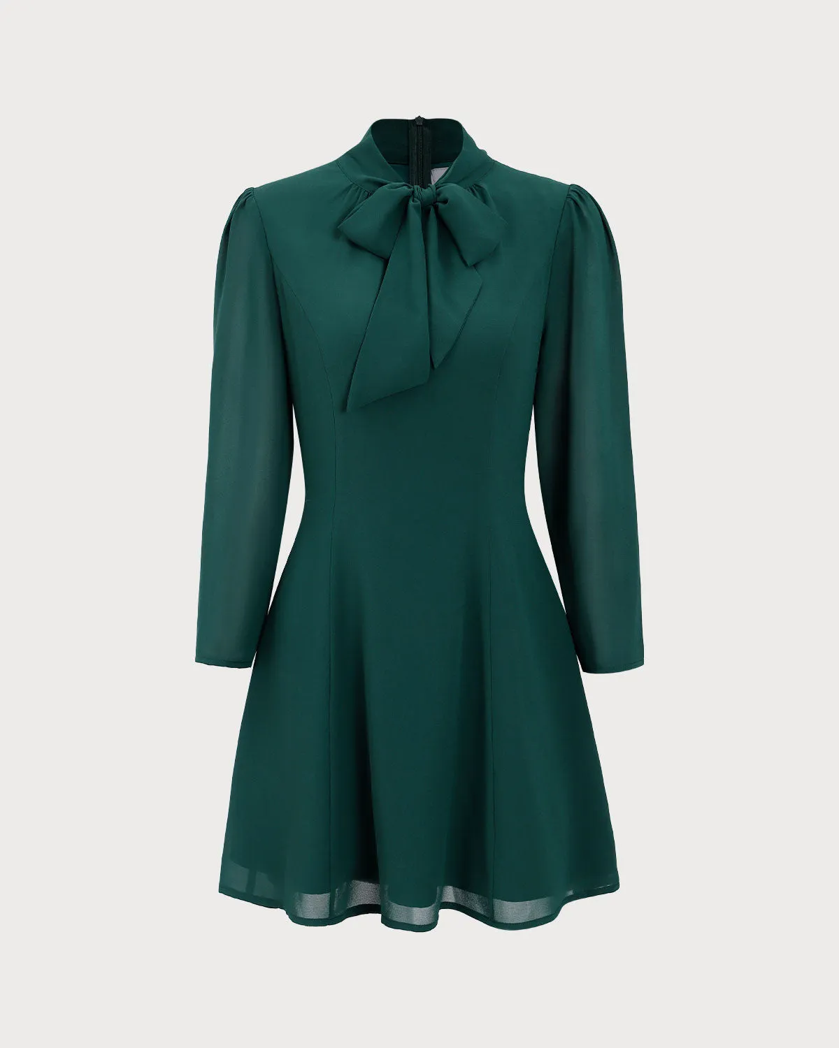 Green Tie Neck See-Through Mini Dress sold by rihoas product image thumbnail 4