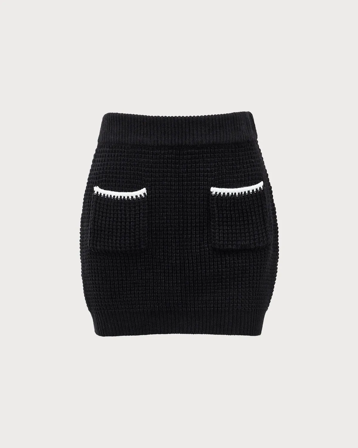 Black Contrasting Knit A-line Mini Skirt sold by rihoas product image thumbnail 5