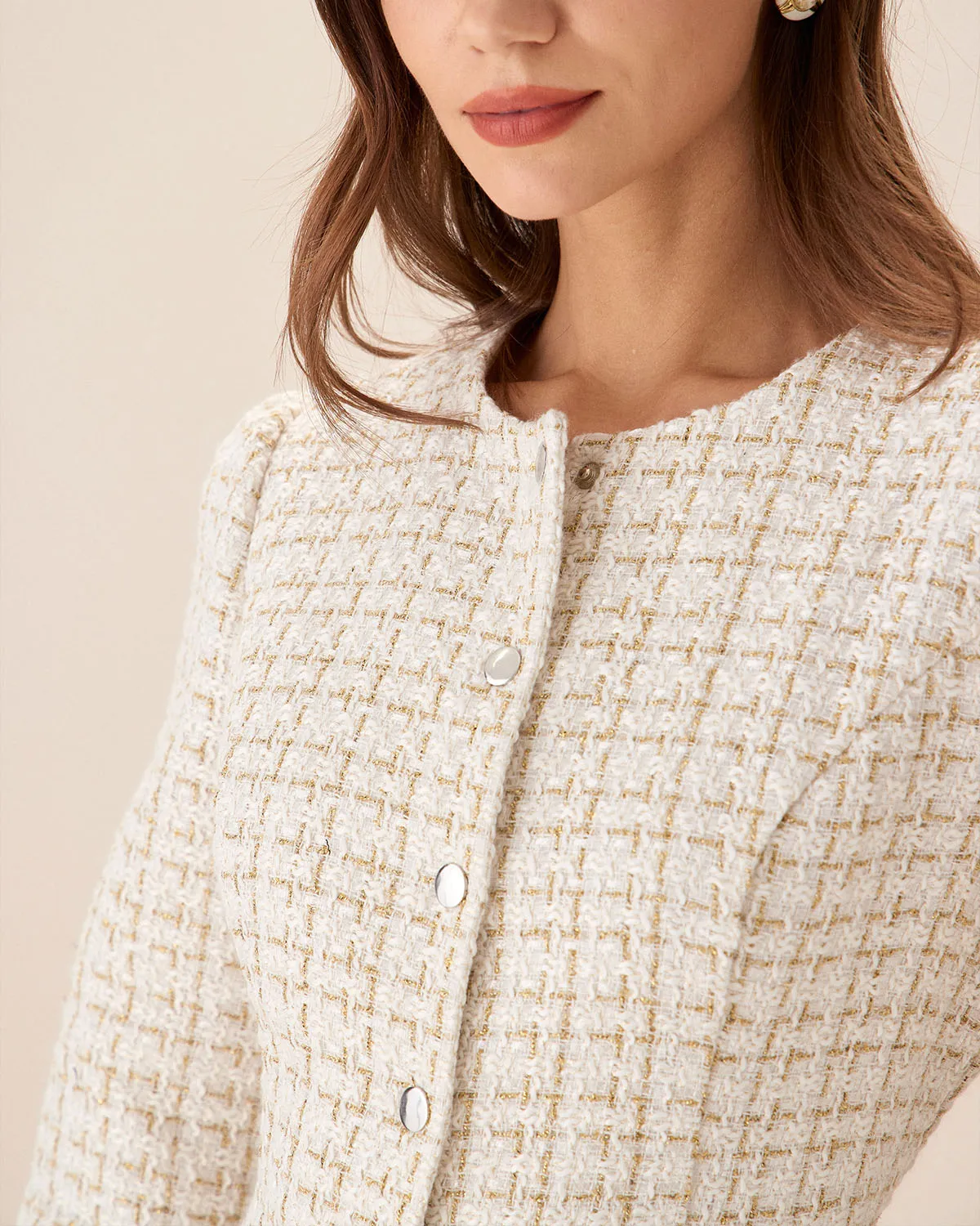 White Square Neck Tweed Mini Dress sold by rihoas product image thumbnail 2