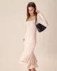 Apricot Square Neck Mermaid Midi Dress sold by rihoas