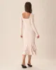 Apricot Square Neck Mermaid Midi Dress sold by rihoas