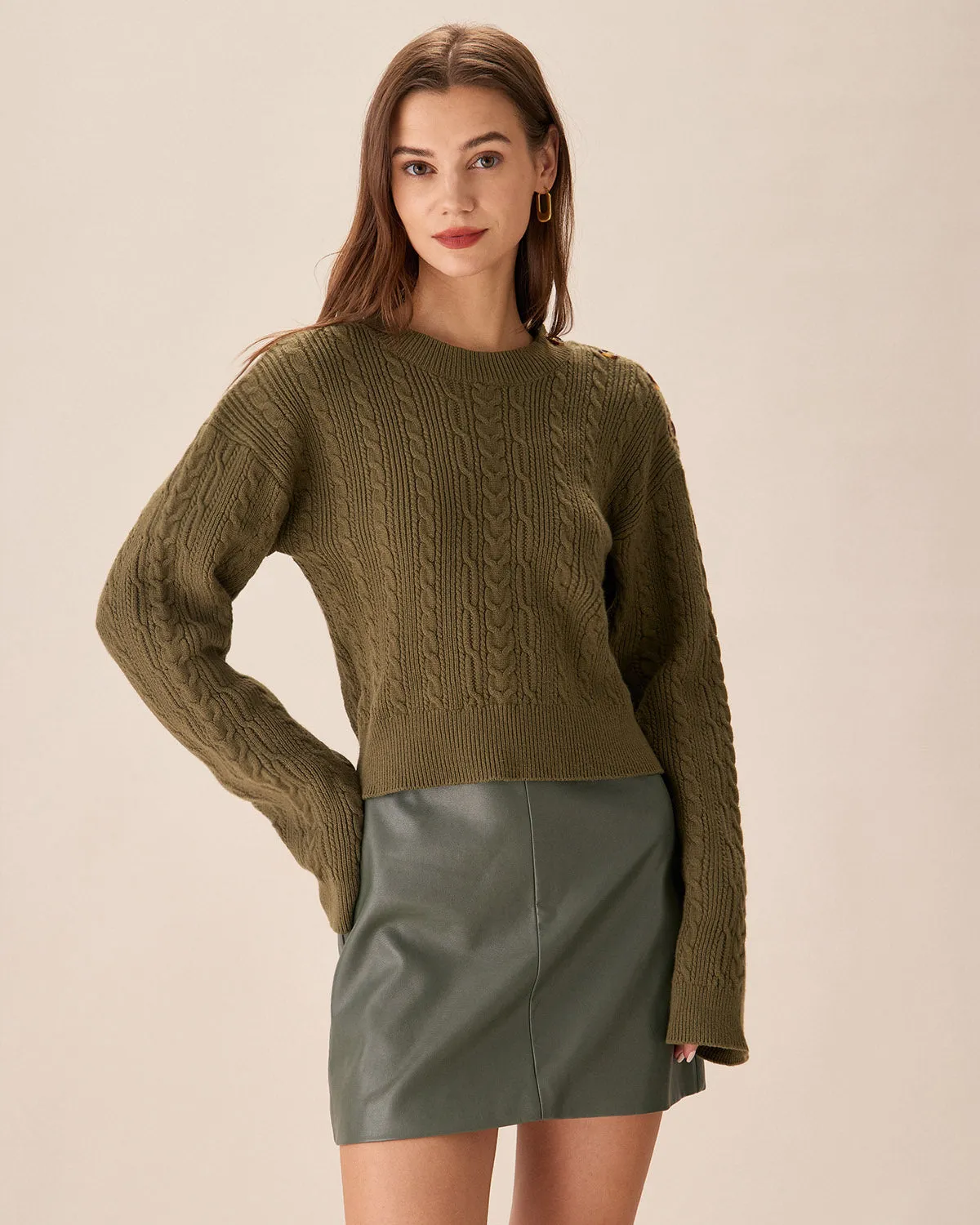 Green High-waisted Faux Leather Mini Skirt sold by rihoas product image thumbnail 2