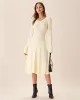 Apricot V-Neck Bell Sleeve Sweater Dress sold by rihoas