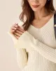Apricot V-Neck Bell Sleeve Sweater Dress sold by rihoas