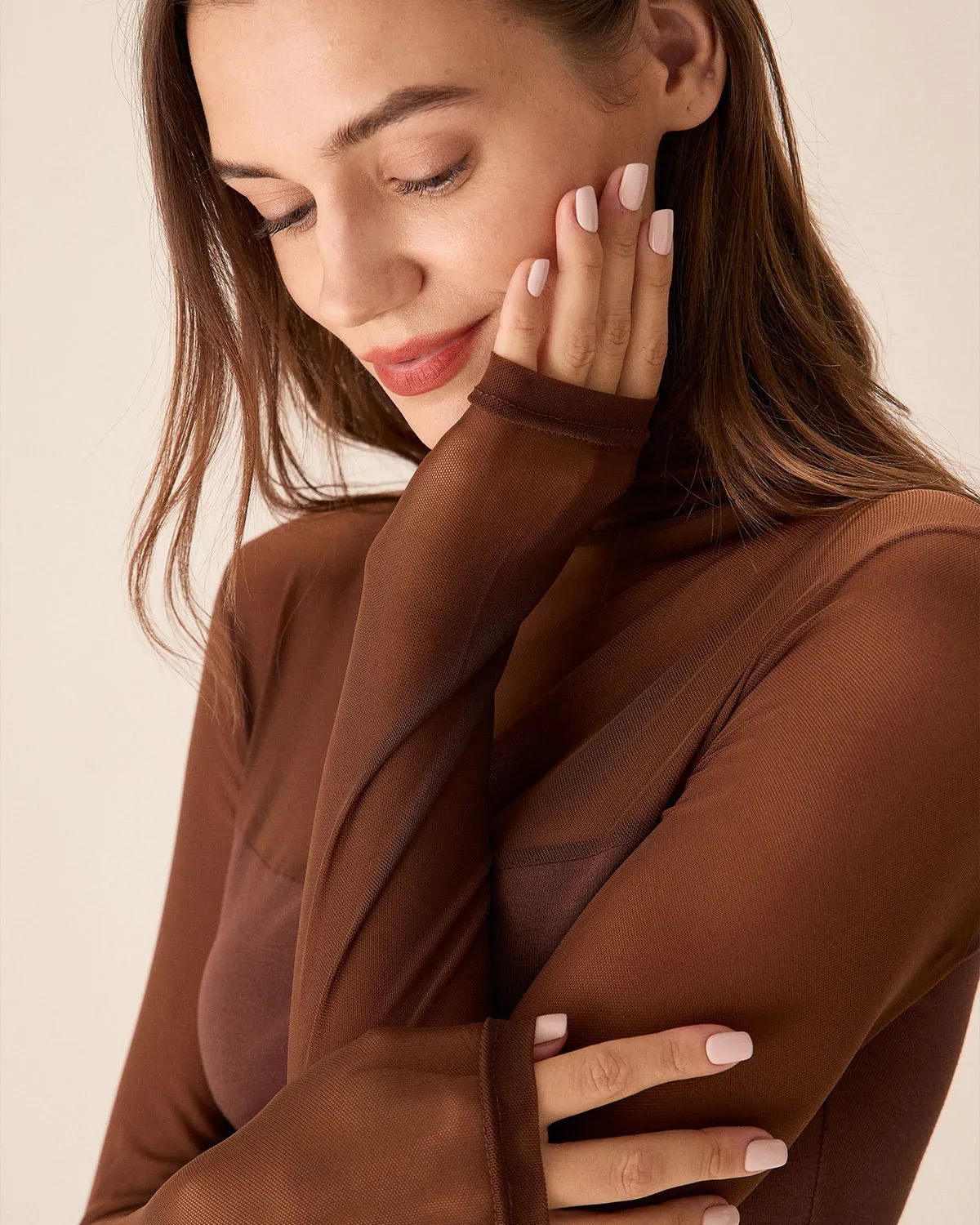 Brown See-Through Bodycon Mini Dress sold by rihoas product image thumbnail 2