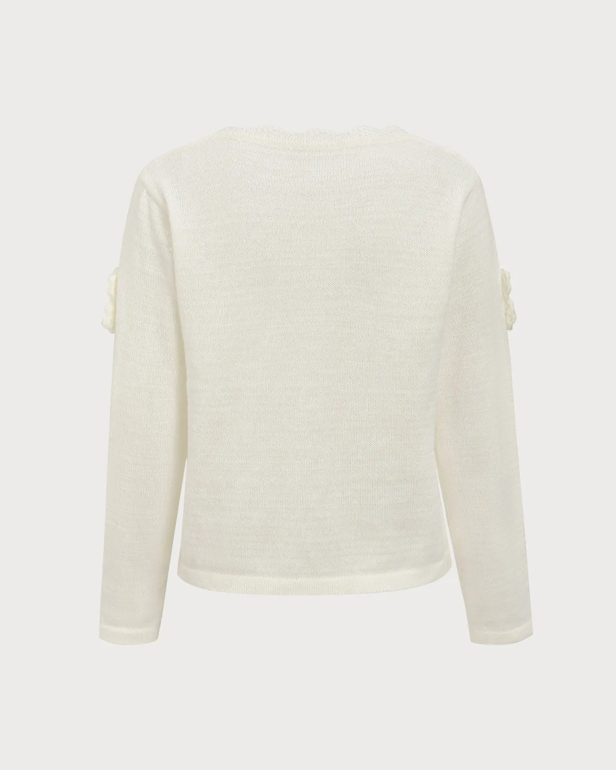 White Embroidery Single-Breasted Cardigan sold by rihoas product image thumbnail 2