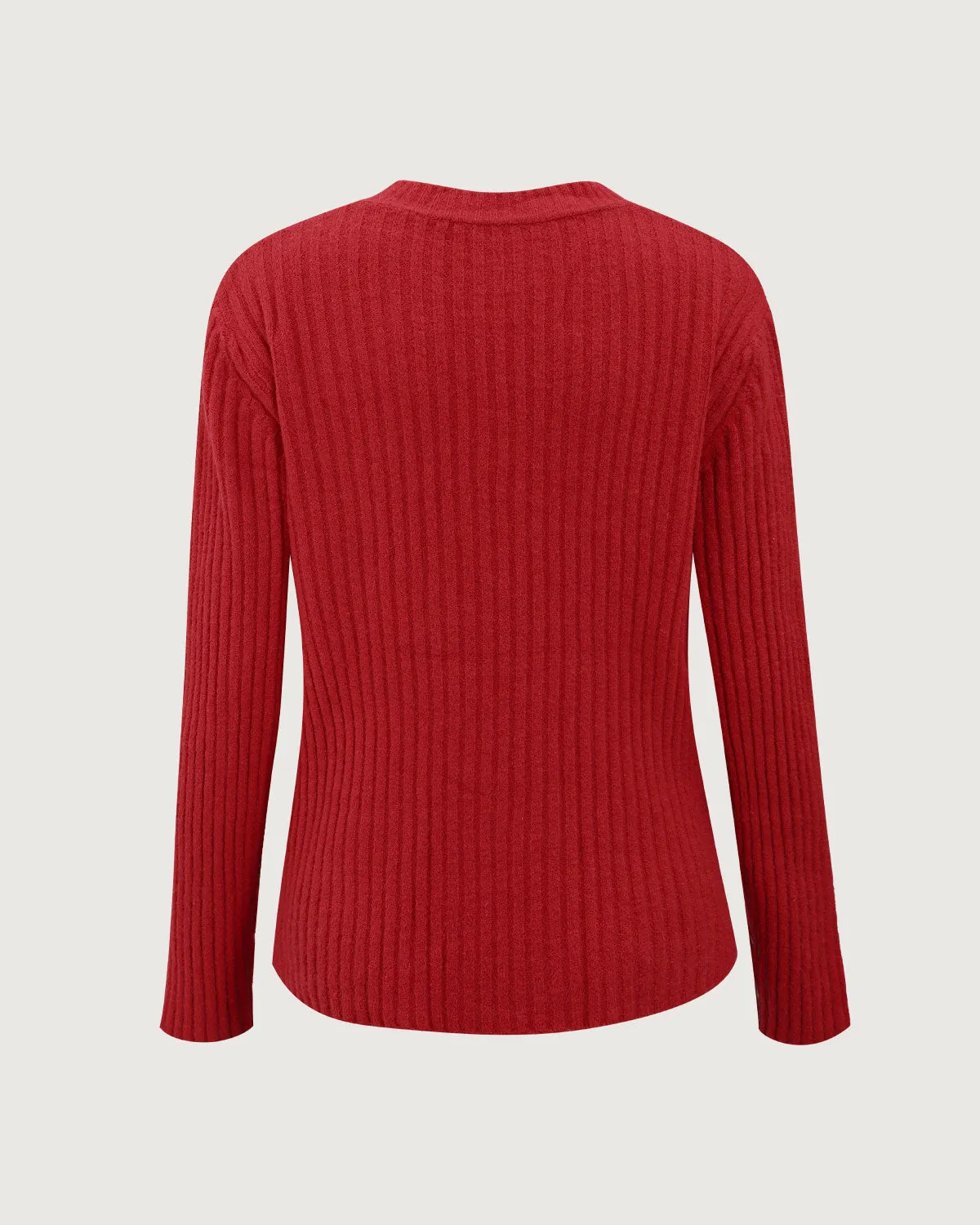 Red V-Neck Ribbed Sweater sold by rihoas product image thumbnail 2
