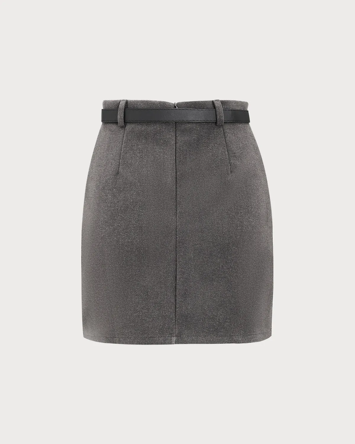Grey High-waisted Belted Mini Skirt sold by rihoas product image thumbnail 2