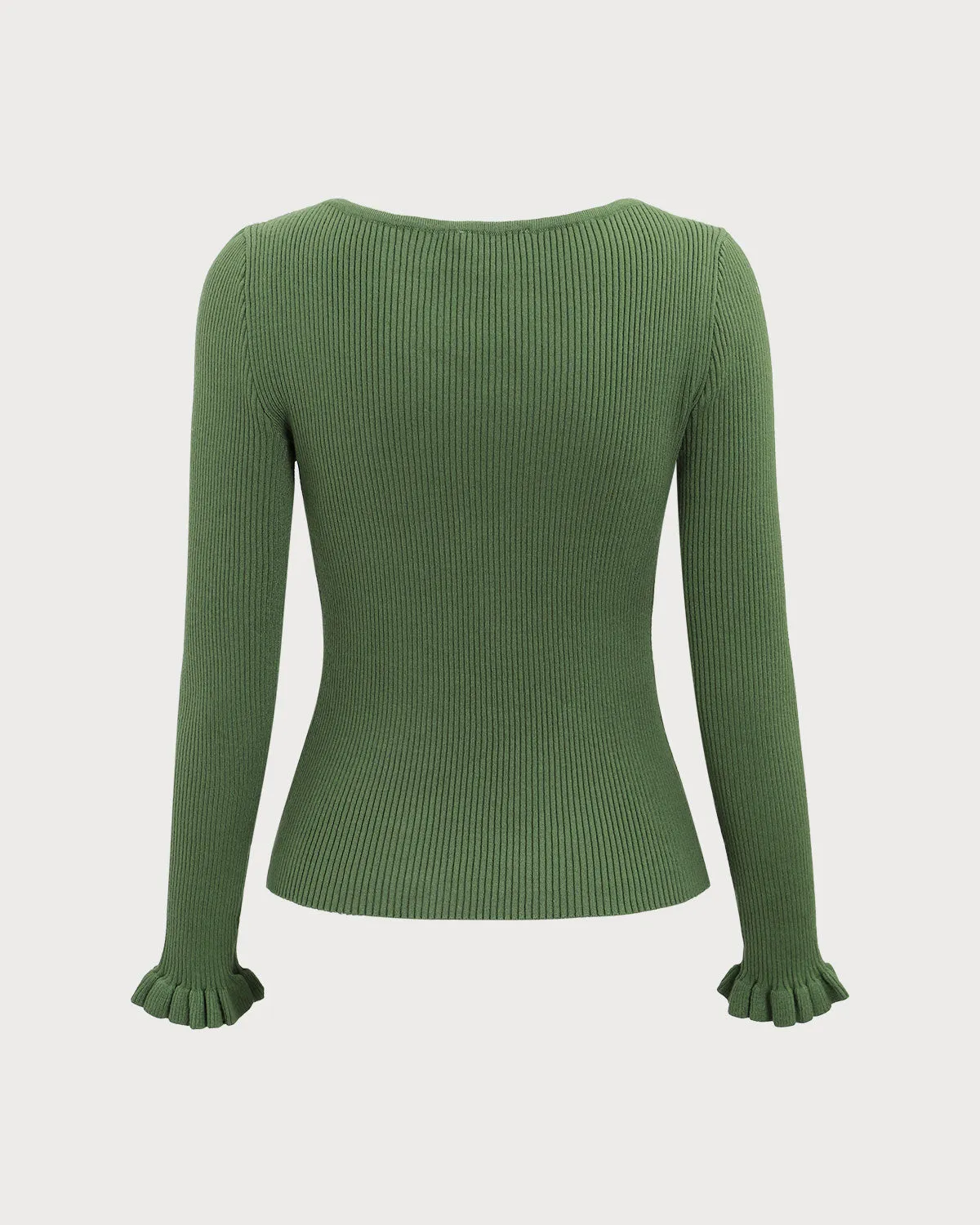 Green Boat Neck Ruffle Slim Tee sold by rihoas product image thumbnail 2