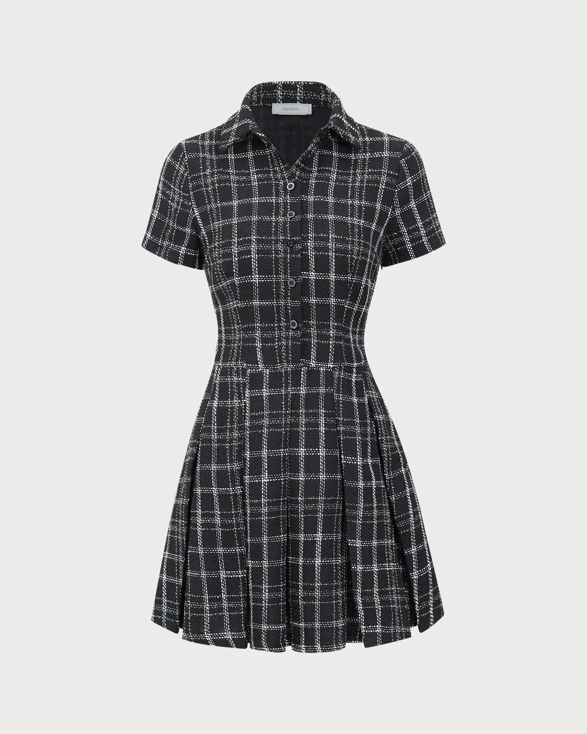 Black Plaid Tweed Mini Dress sold by rihoas