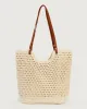 Beige Hollow Woven Straw Bag sold by rihoas