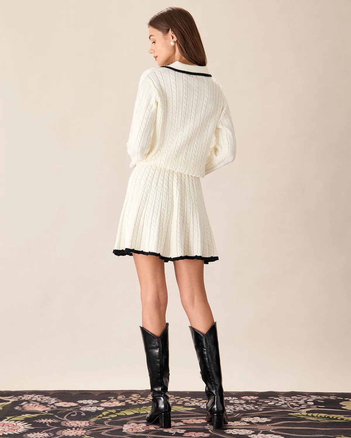 White Contrasting Button Sweater sold by rihoas product image thumbnail 4