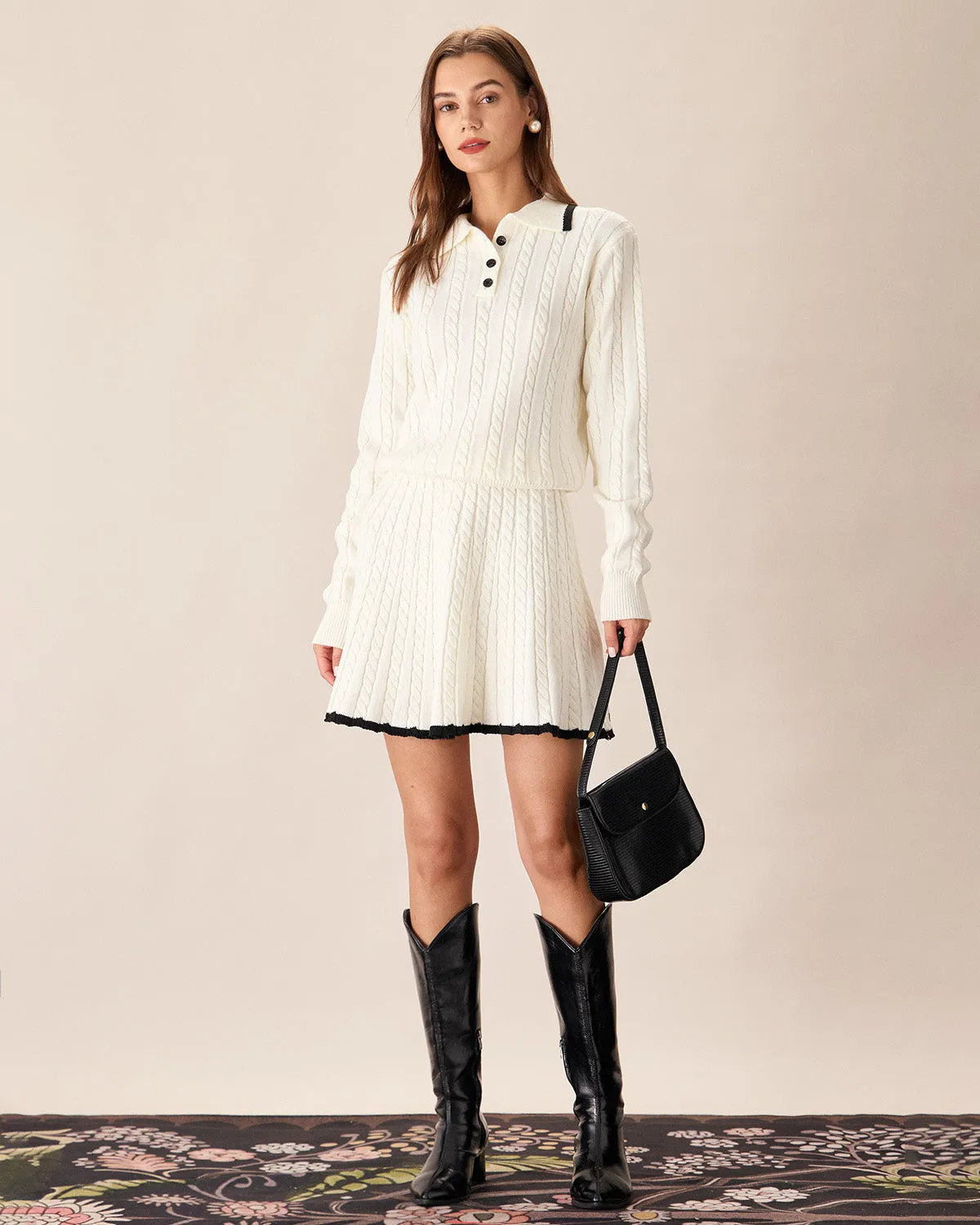 White Contrasting Button Sweater sold by rihoas product image thumbnail 3
