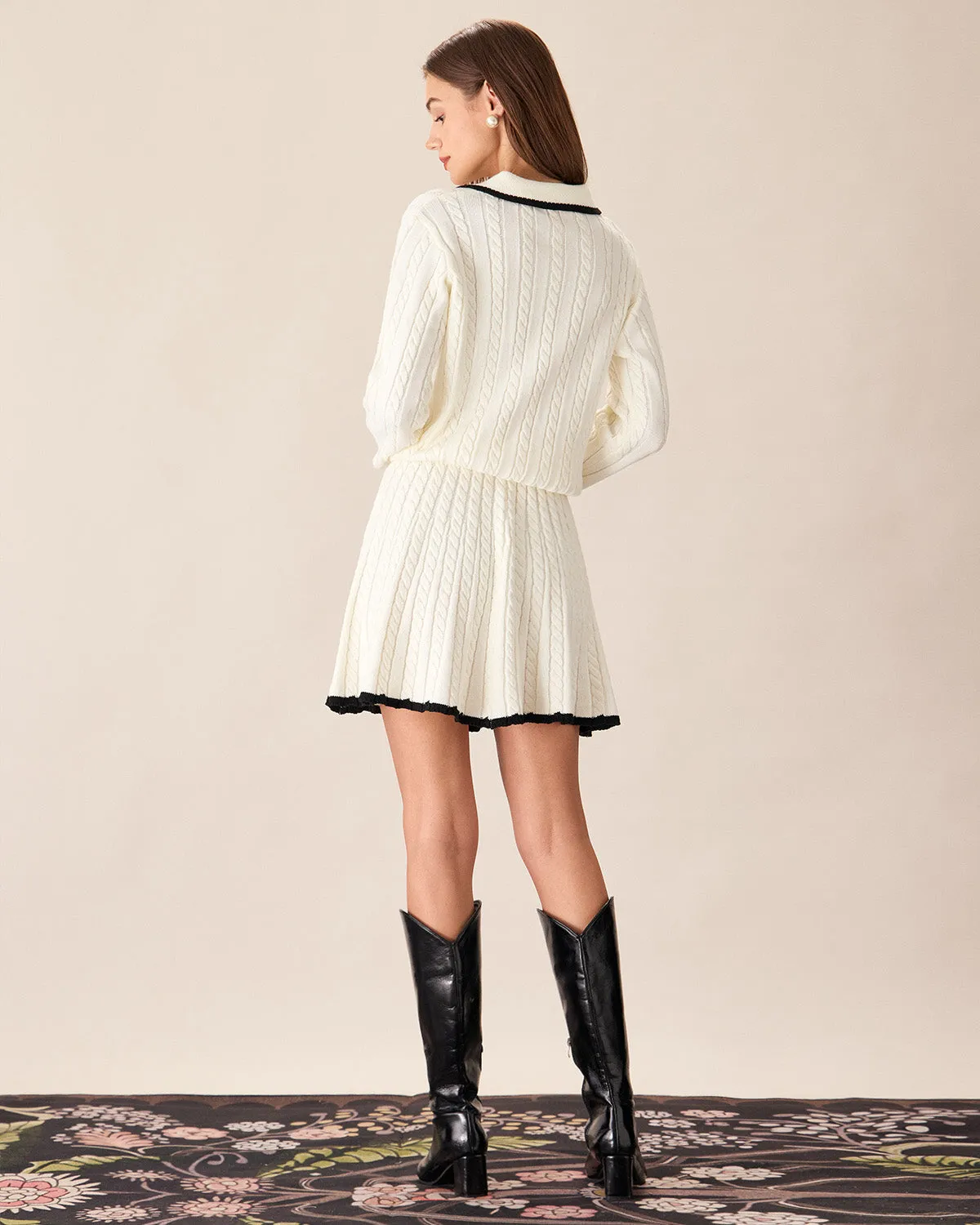 White Contrasting Knitted Mini Skirt sold by rihoas product image thumbnail 5