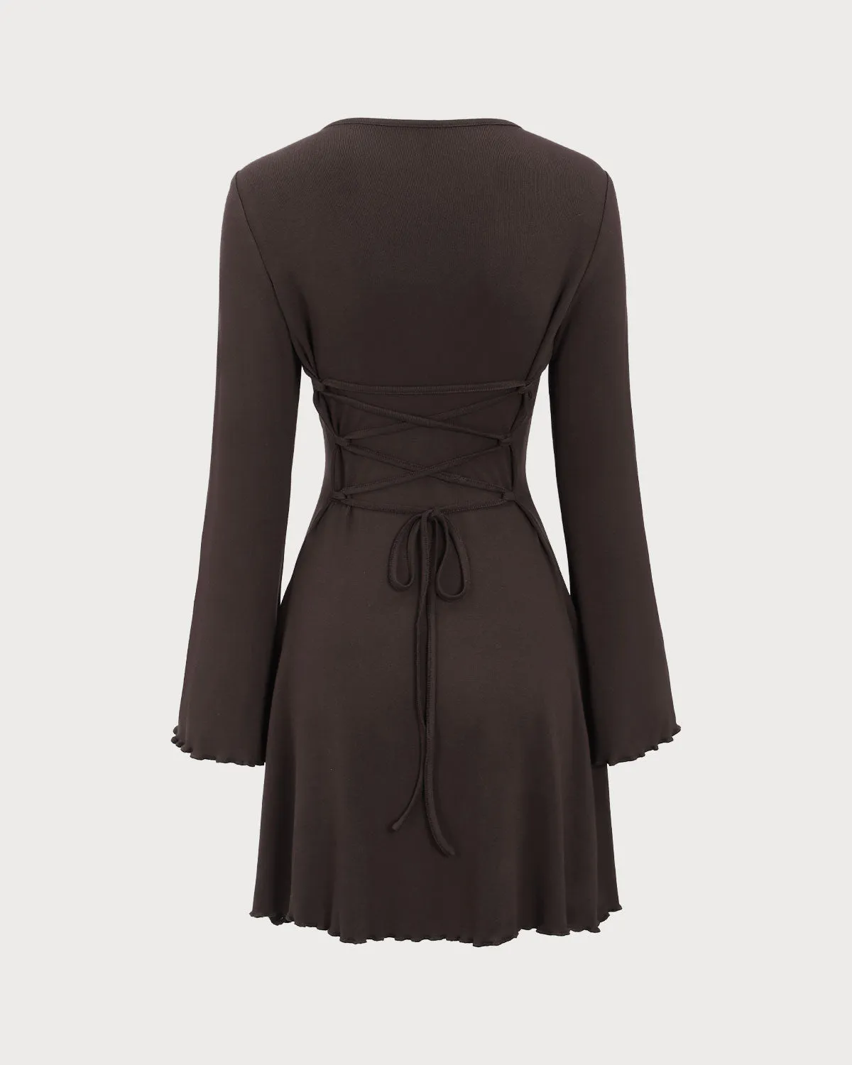 Coffee Boat Neck Cutout Sweater Dress sold by rihoas product image thumbnail 2
