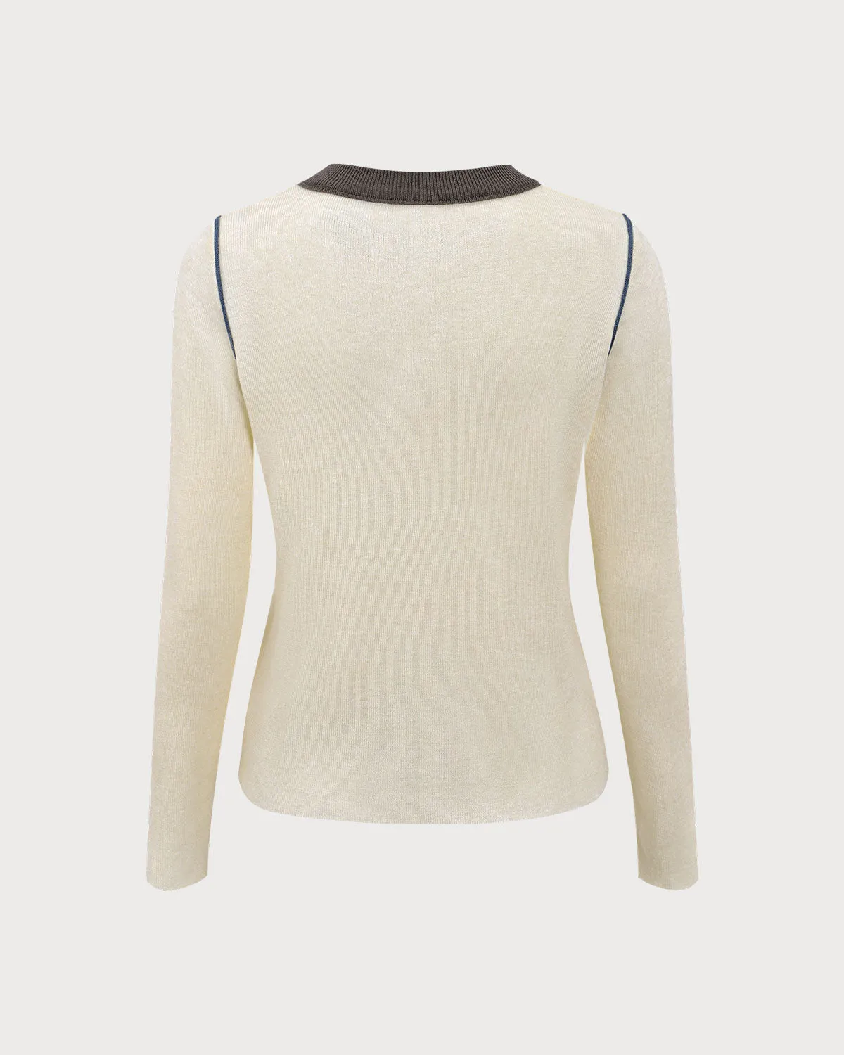 White Contrasting Round Neck Slim Tee sold by rihoas product image thumbnail 2