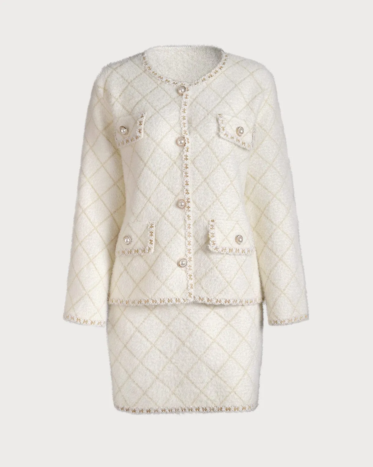 White Cardigan And Mini Skirt Set sold by rihoas product image thumbnail 5