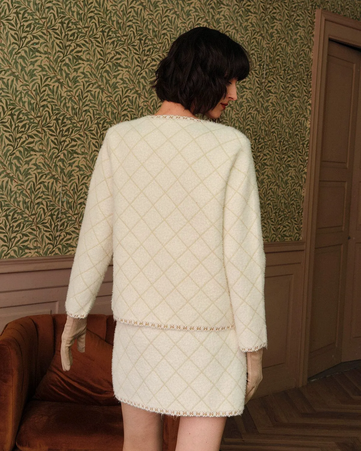 White Cardigan And Mini Skirt Set sold by rihoas product image thumbnail 4