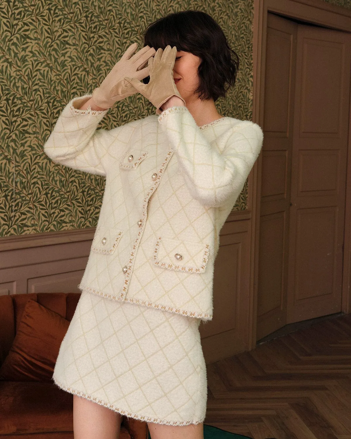 White Cardigan And Mini Skirt Set sold by rihoas product image thumbnail 2