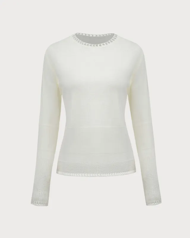 White Round Neck Slim Knit Tee sold by rihoas