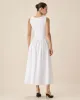 White Round Neck Pocket Maxi Dress sold by rihoas