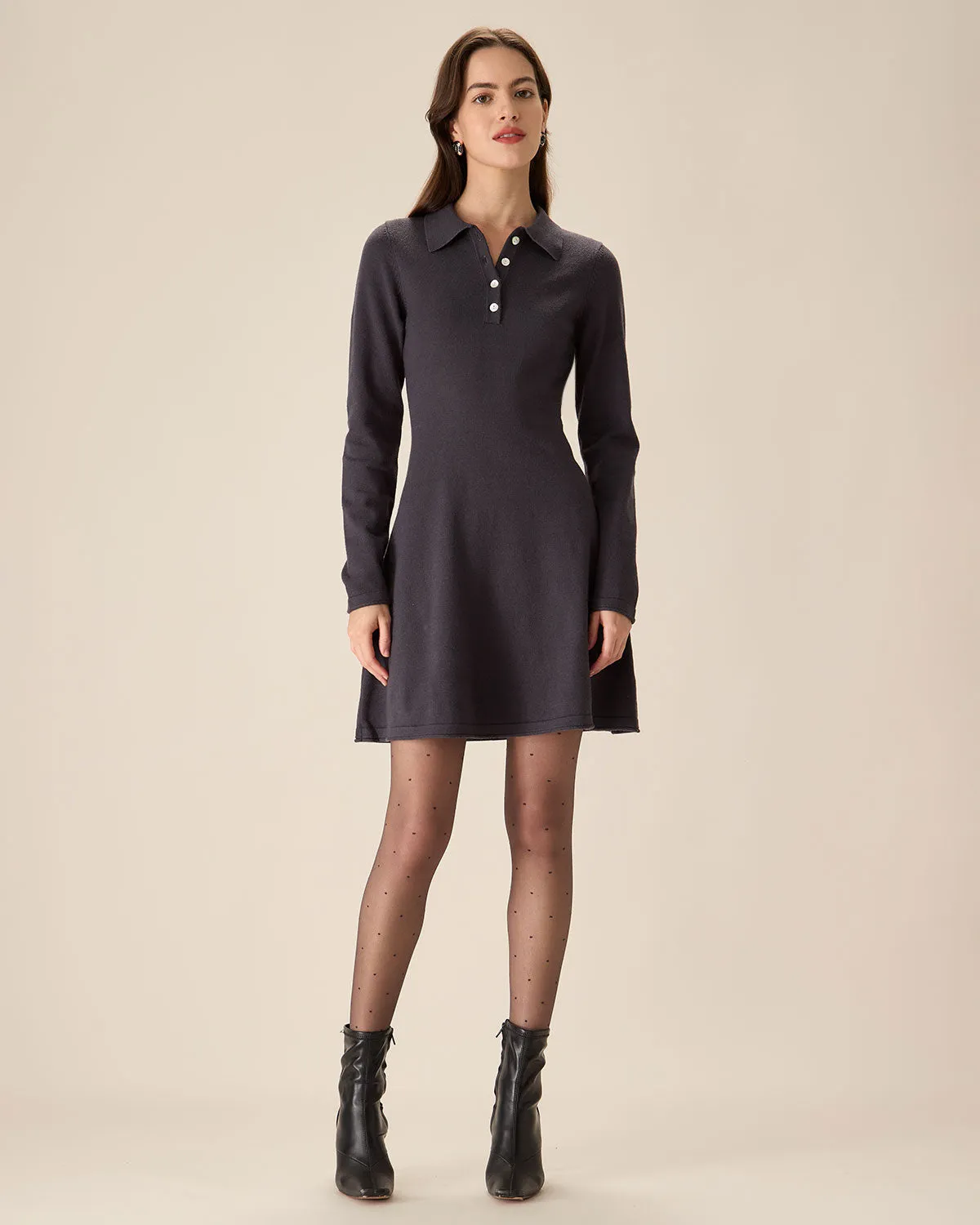 Grey Pleated Sweater Mini Dress sold by rihoas product image thumbnail 4