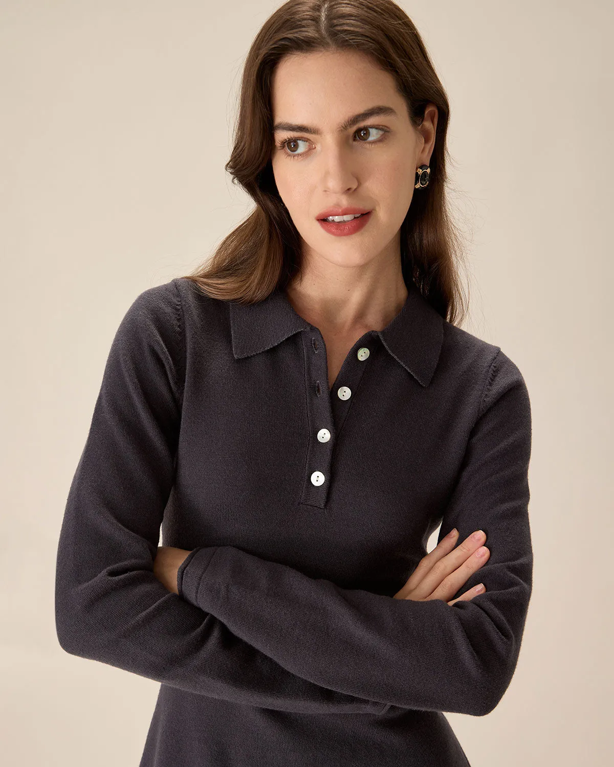 Grey Pleated Sweater Mini Dress sold by rihoas product image thumbnail 2