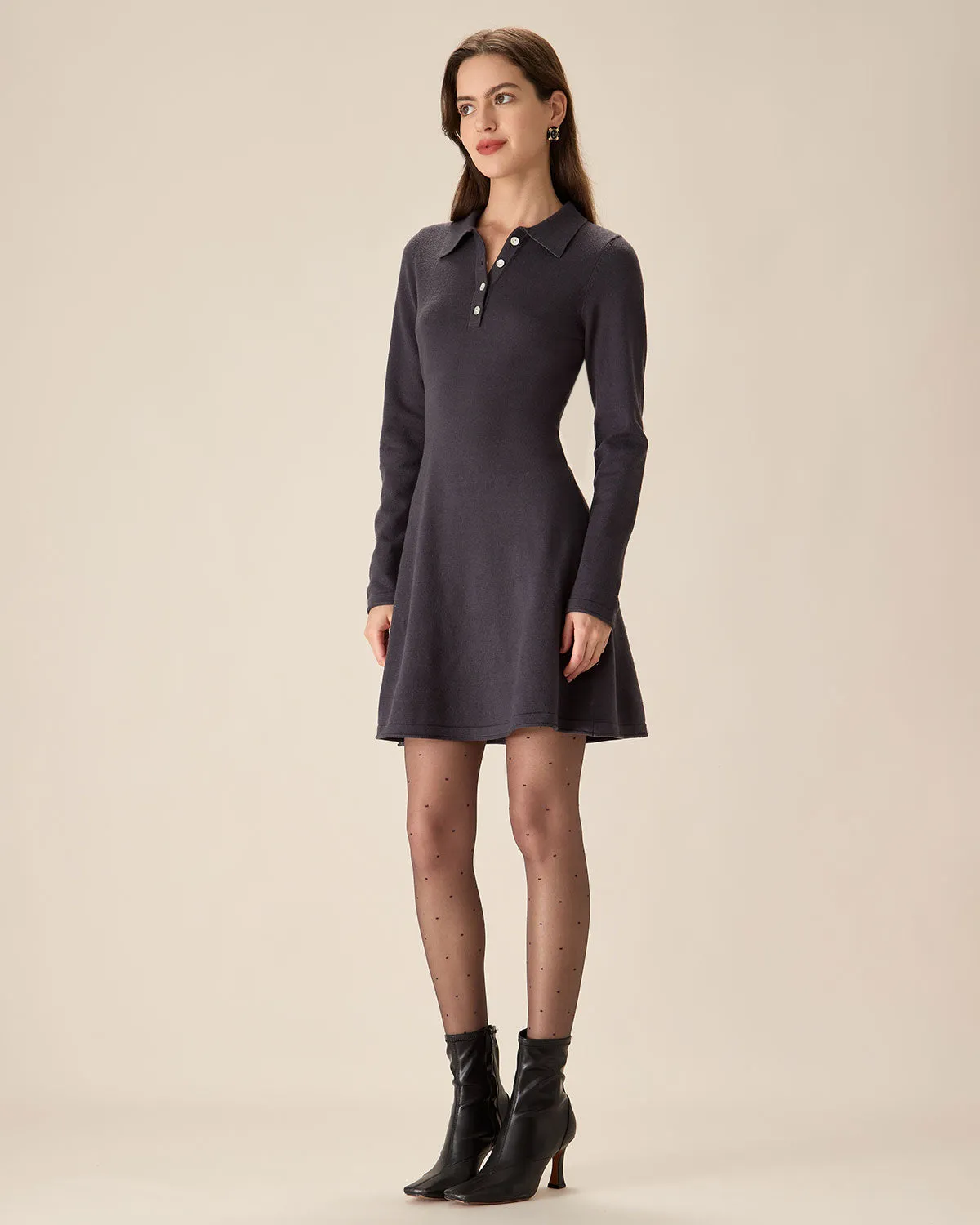 Grey Pleated Sweater Mini Dress sold by rihoas product image thumbnail 5