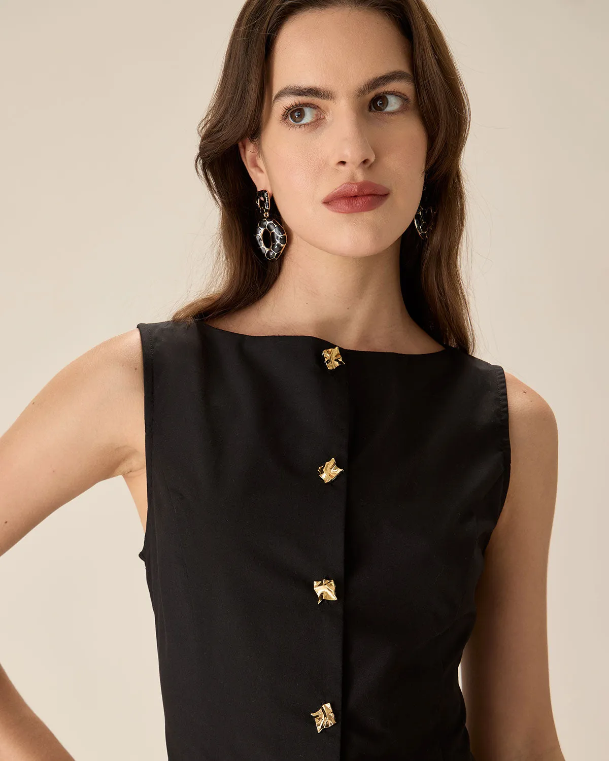 Black Boat Neck Pleated Mini Dress sold by rihoas product image thumbnail 2