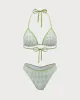 Green Plaid Halter Bikini Set sold by rihoas
