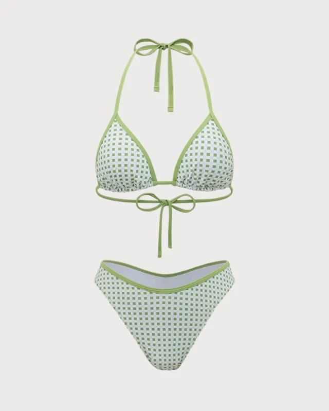 Green Plaid Halter Bikini Set sold by rihoas