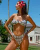 Blue Plaid Jacquard Bikini Set sold by rihoas