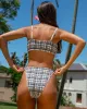 Blue Plaid Jacquard Bikini Set sold by rihoas