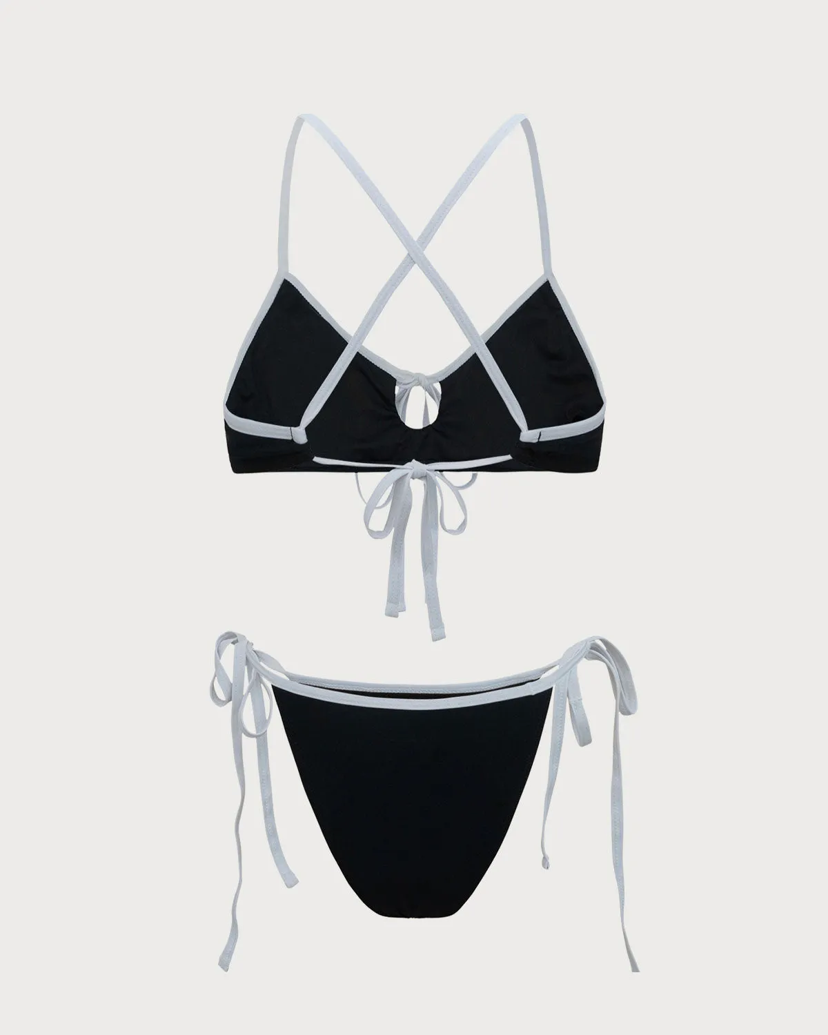 Black Contrasting Tie Front Bikini Set sold by rihoas product image thumbnail 3