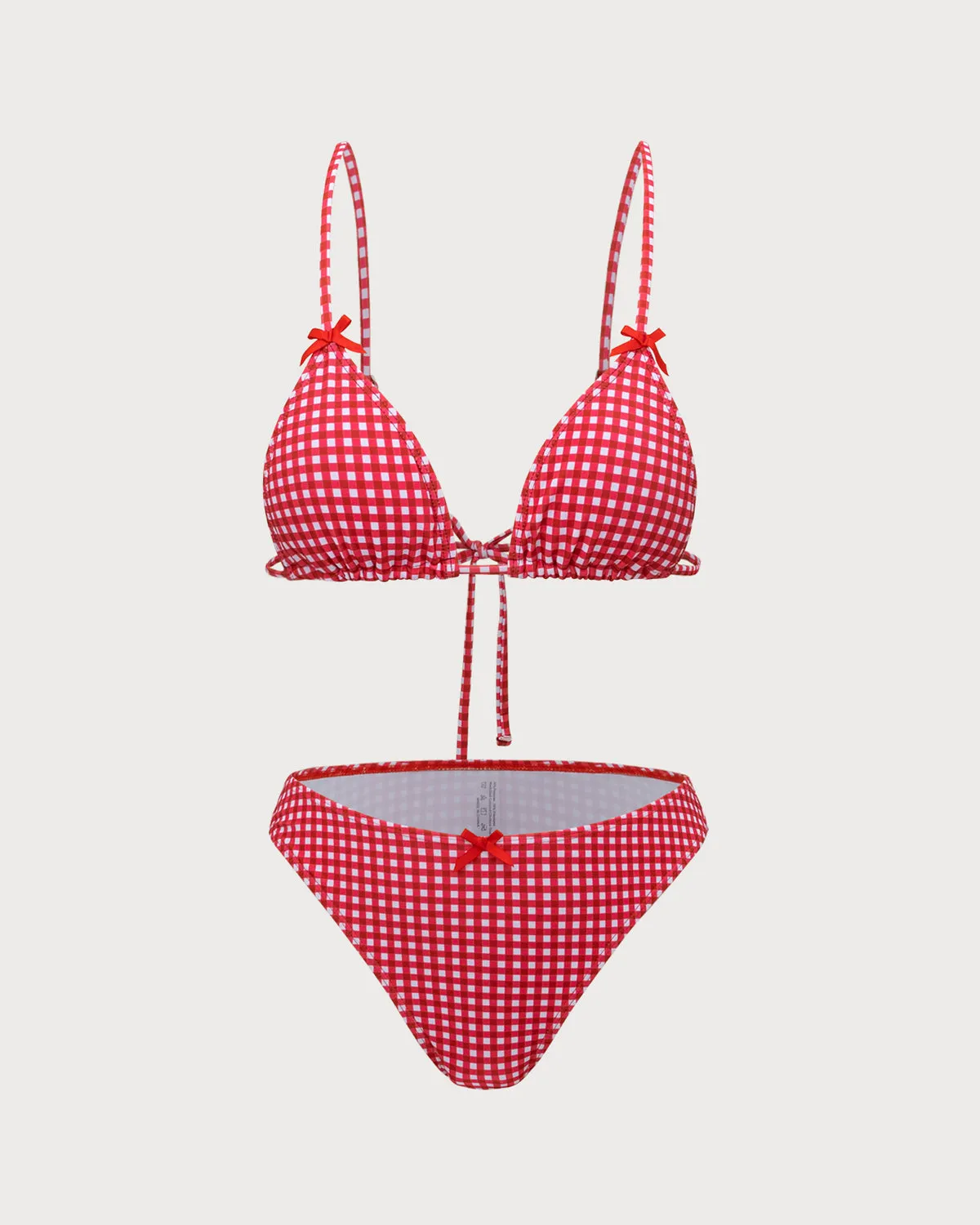 Red Plaid Bowknot Bikini Set sold by rihoas