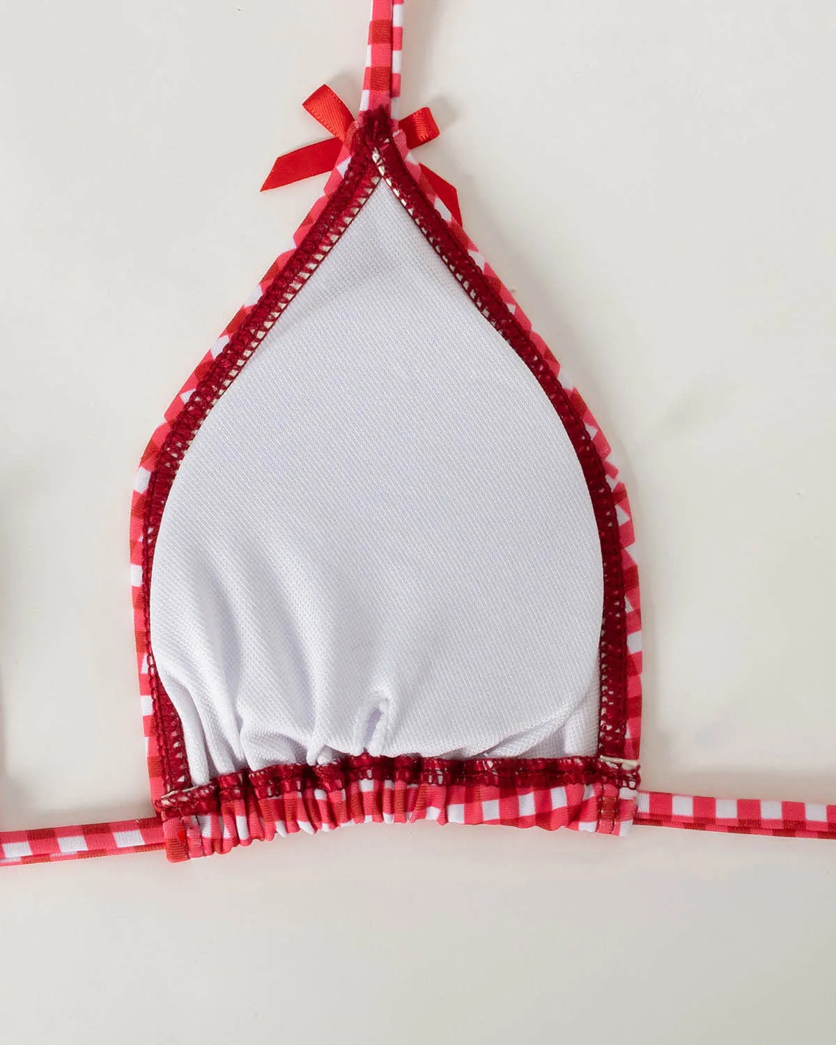 Red Plaid Bowknot Bikini Set sold by rihoas product image thumbnail 3