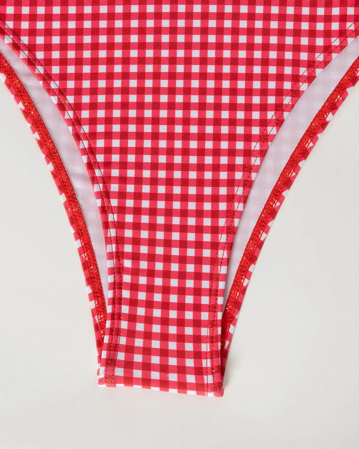 Red Plaid Bowknot Bikini Set sold by rihoas product image thumbnail 5