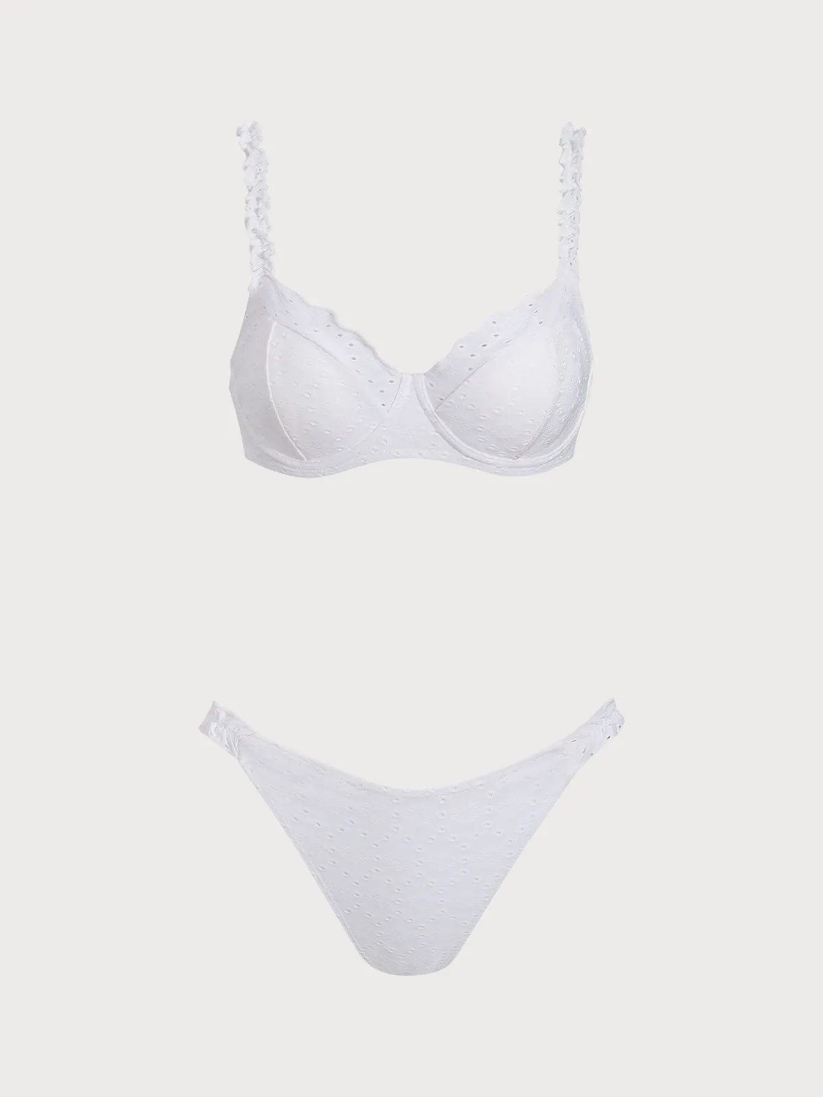 White Jacquard Underwire Bikini Set sold by rihoas product image thumbnail 5