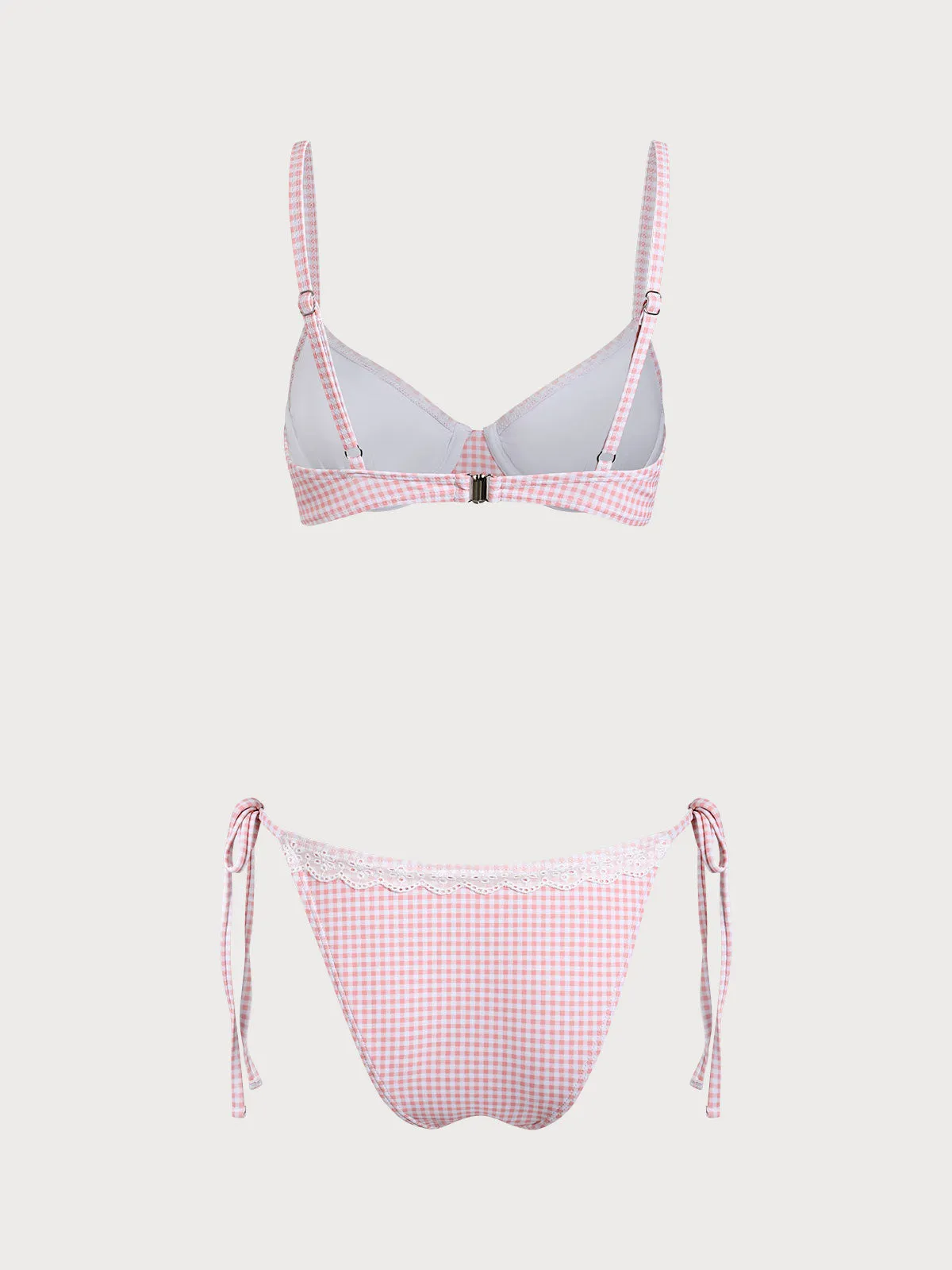 Pink Plaid Bikini Set sold by rihoas product image thumbnail 2
