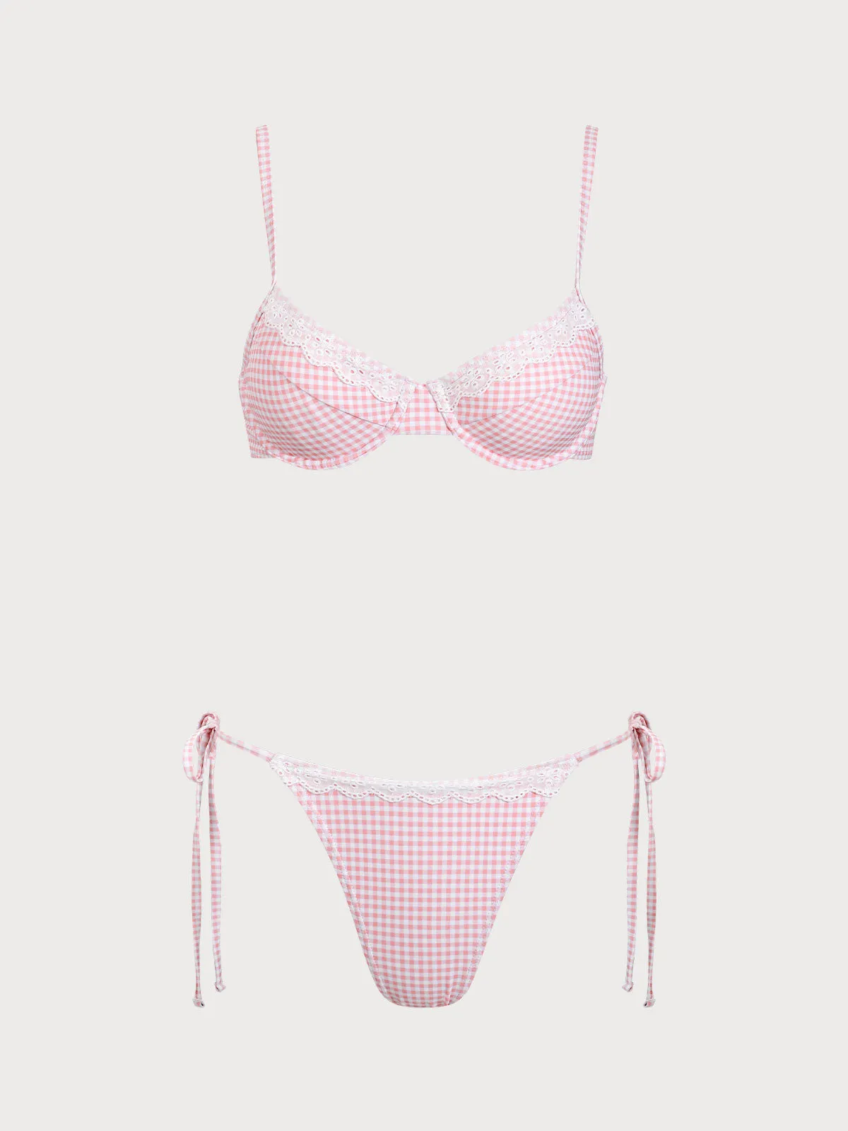 Pink Plaid Bikini Set sold by rihoas
