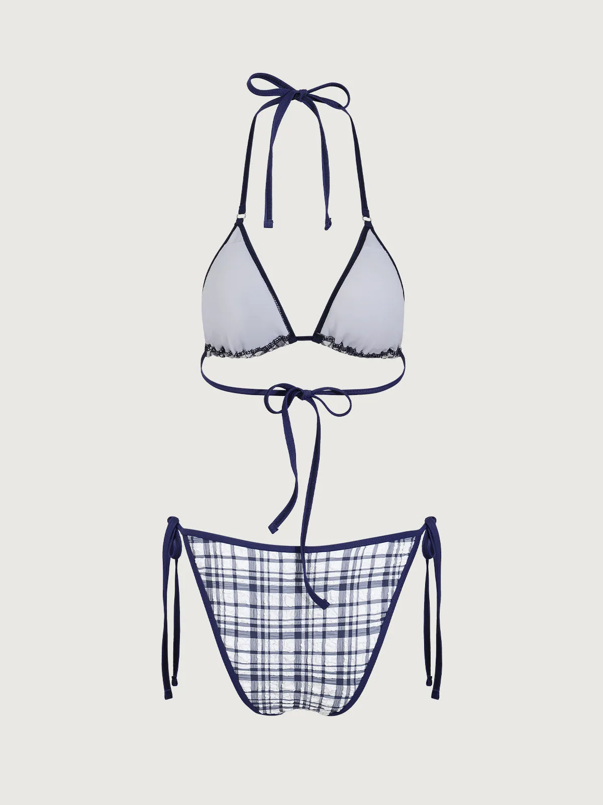 Blue Plaid Halter Bikini Set sold by rihoas product image thumbnail 2