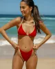 Red Contrasting Triangle Bikini Set sold by rihoas