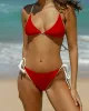 Red Contrasting Triangle Bikini Set sold by rihoas