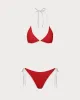 Red Contrasting Triangle Bikini Set sold by rihoas