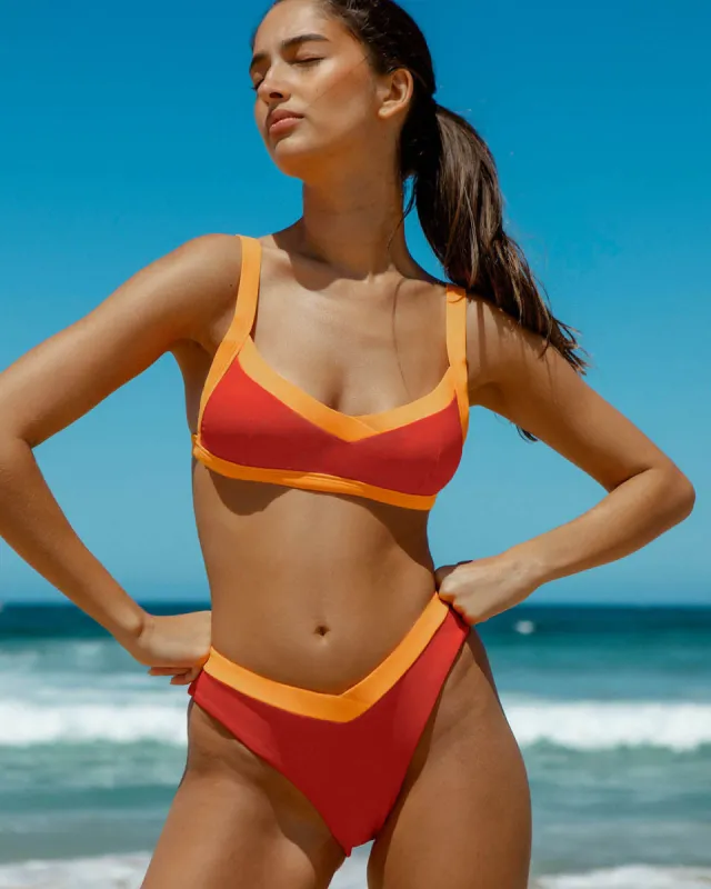 Orange Contrasting Bikini Set sold by rihoas