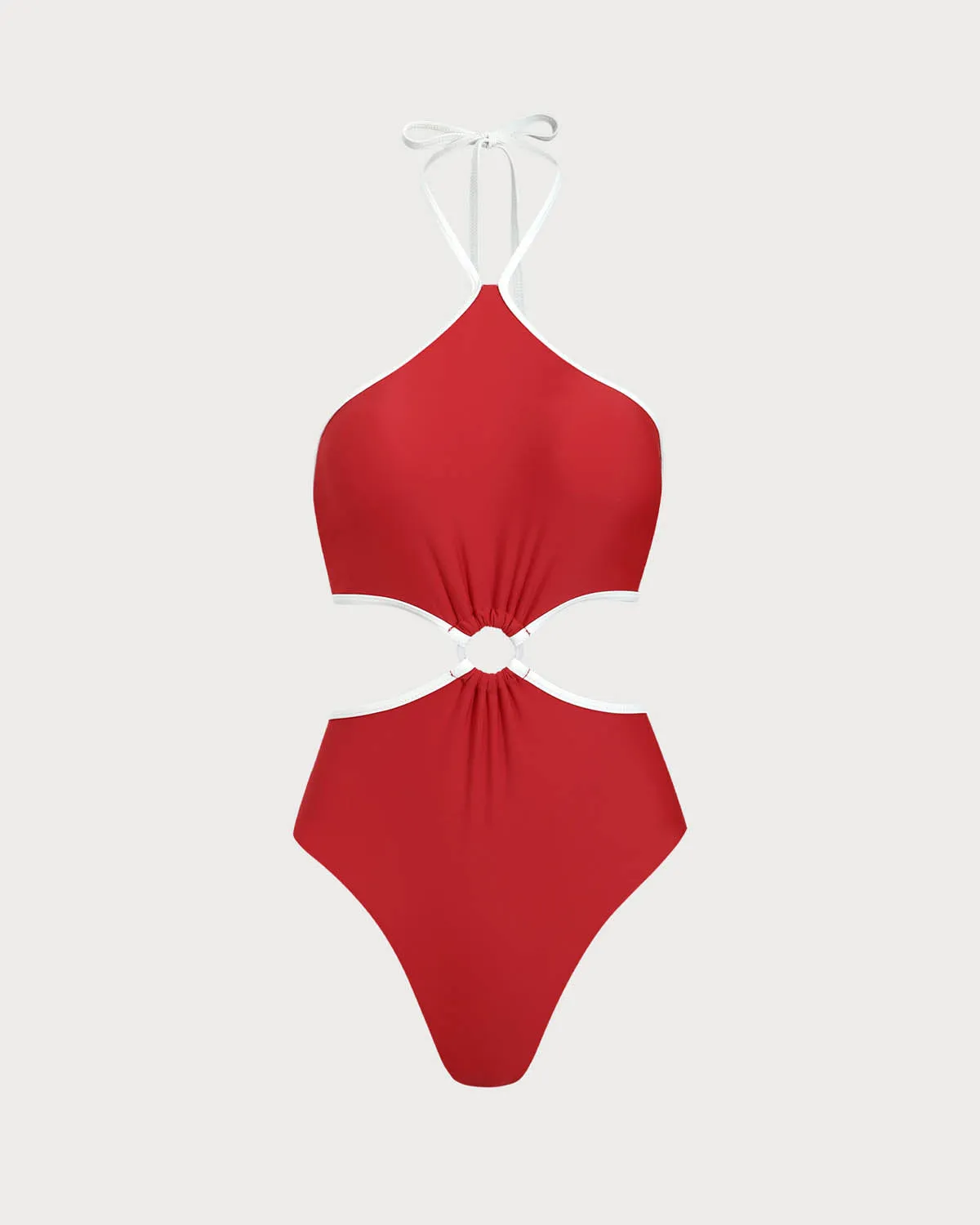 Red Contrasting O-Ring One-Piece Swimsuit sold by rihoas product image thumbnail 5