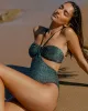 Black Lurex Ruched One-Piece Swimsuit sold by rihoas