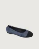 Enfiis Blue Twill Denim Square Toe Ballet Flats sold by rihoas