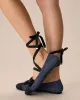 Enfiis Blue Twill Denim Square Toe Ballet Flats sold by rihoas