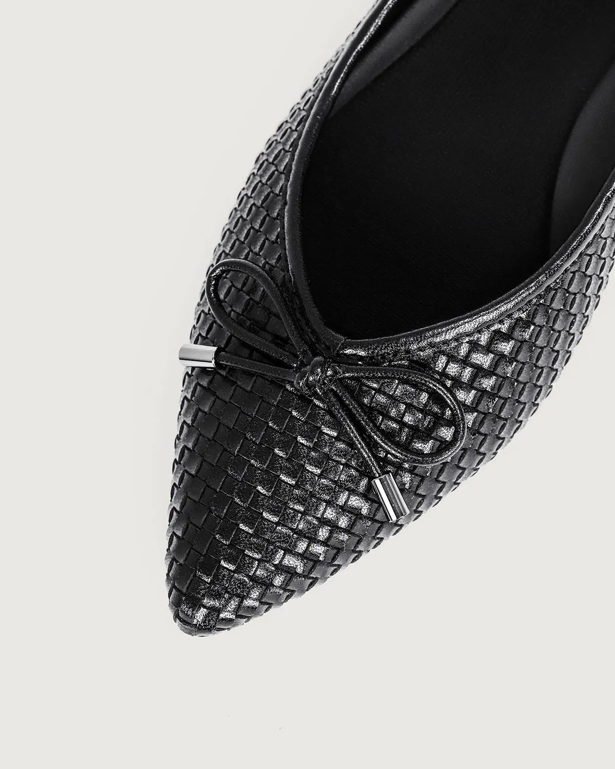 Enfiis Black sheepskin pattern microfiber woven ballet flats. sold by rihoas product image thumbnail 4